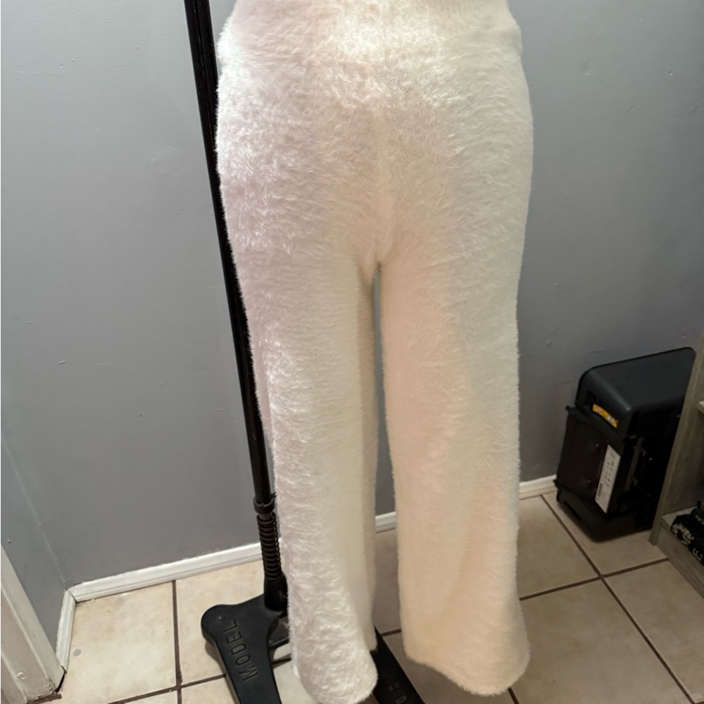 Forever 21 Cream Fuzzy Straight Leg Pants - Picture 2 of 4